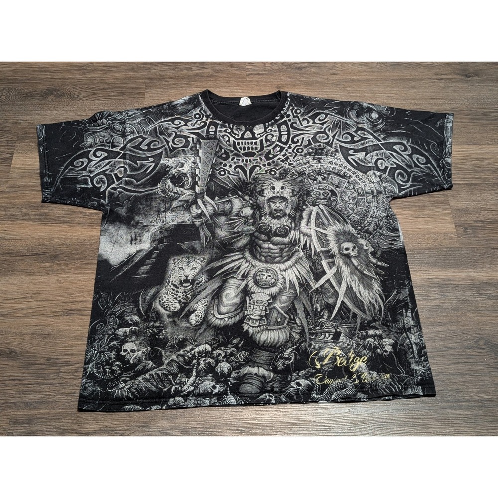 Yazbek Aztec Mayan Warrior AOP T-Shirt Belize Central America Mens XL (READ)